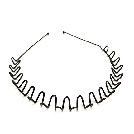 Iron black bottom wave spiral sports head hoop head buckle bath fine hairpin men's and girls universal wash hair hoop wholesale