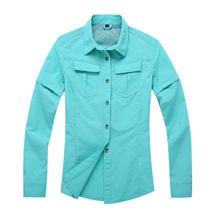 Outdoor Quick-Drying Clothes for Men and Women Couples, Breathable Quick-Drying Long-Sleeved Shirts, Removable Fishing and Travel Overalls