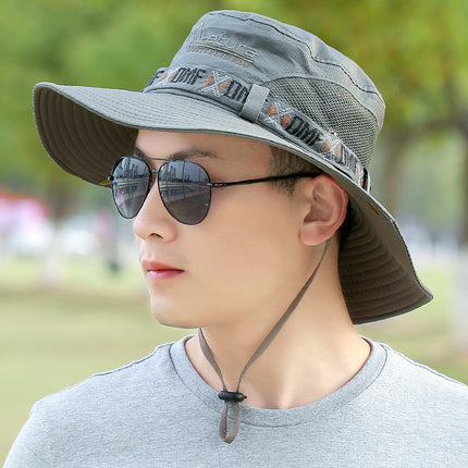 Hat Men's Summer Big Brim Fisherman Hat Outdoor Sunscreen Sun Hat Men's and Women's Beach Mountaineering Fishing Hat