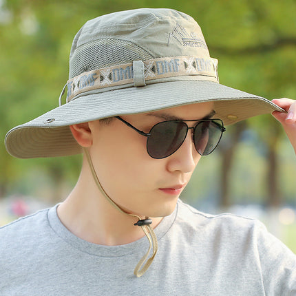 Hat Men's Summer Big Brim Fisherman Hat Outdoor Sunscreen Sun Hat Men's and Women's Beach Mountaineering Fishing Hat