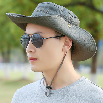 Hat Men's Summer Big Brim Fisherman Hat Outdoor Sunscreen Sun Hat Men's and Women's Beach Mountaineering Fishing Hat