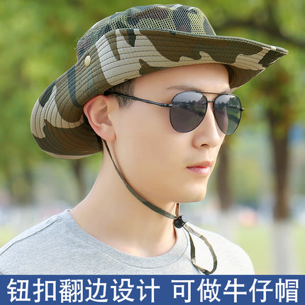 Outdoor Breathable Sun Hat Summer Men's and Women's Mesh Fisherman Hat Mountaineering Fishing Hat Camouflage Hat Sunscreen Hat