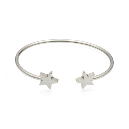 Korean Fashion Simple Double Five-pointed Star Bracelet Women's Jewelry Fashion All-match Accessories Trendy Women's Bracelet Titanium Steel Jewelry