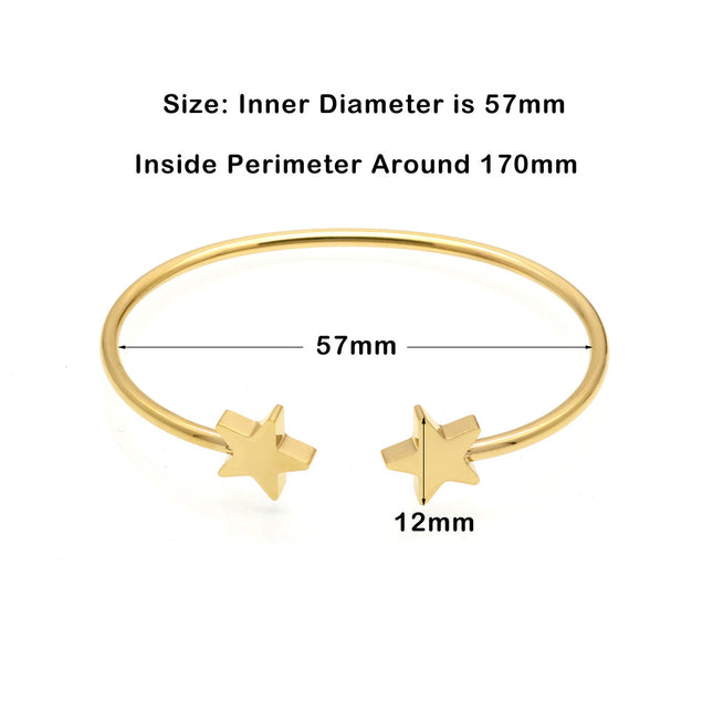 Korean Fashion Simple Double Five-pointed Star Bracelet Women's Jewelry Fashion All-match Accessories Trendy Women's Bracelet Titanium Steel Jewelry