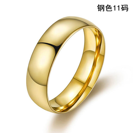 Korean hand jewelry wholesale men and women's personality titanium steel couple ring gold smooth simple ring king tail ring