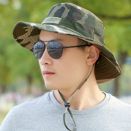 Outdoor Breathable Sun Hat Summer Men's and Women's Mesh Fisherman Hat Mountaineering Fishing Hat Camouflage Hat Sunscreen Hat