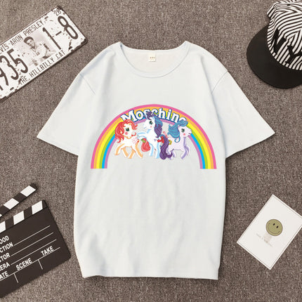 Star Tong Liya Unicorn Rainbow Pony T-shirt Loose Short-sleeved 2022 Spring and Summer New for Men and Women Couple