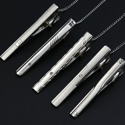Men's Formal Silver Tie Clip Fashion Simple Boutique Business Tie Clip Professional Security Tie Clip Wholesale