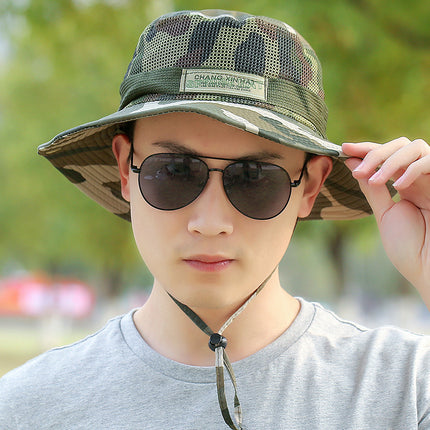 Outdoor Breathable Sun Hat Summer Men's and Women's Mesh Fisherman Hat Mountaineering Fishing Hat Camouflage Hat Sunscreen Hat