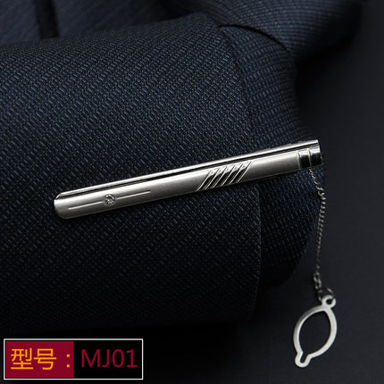 Men's Formal Silver Tie Clip Fashion Simple Boutique Business Tie Clip Professional Security Tie Clip Wholesale