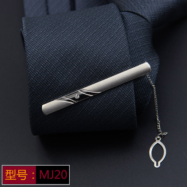 Men's Formal Silver Tie Clip Fashion Simple Boutique Business Tie Clip Professional Security Tie Clip Wholesale