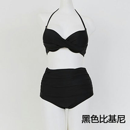 New Hot Spring Swimsuit for Women with Underwire Split Large and Small Breasts Gathered Sexy Push-Up Beach Hot Spring Vacation Swimsuit for Women