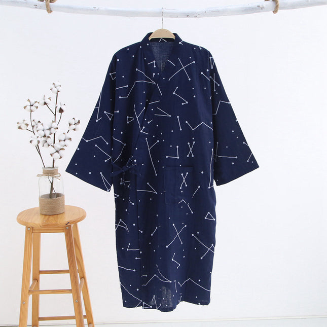 Wholesale Women's Japanese Double Gauze Kimono Nightgown Spring and Summer Home Bathing Clothes Sweat Clothes Single Piece