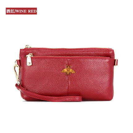 First Layer Cowhide Women's Clutch Bag European and American Retro Fashion Simple Long Wallet Long Leather Wrist Phone Bag