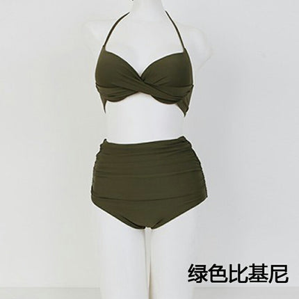 New Hot Spring Swimsuit for Women with Underwire Split Large and Small Breasts Gathered Sexy Push-Up Beach Hot Spring Vacation Swimsuit for Women
