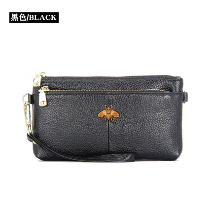 First Layer Cowhide Women's Clutch Bag European and American Retro Fashion Simple Long Wallet Long Leather Wrist Phone Bag