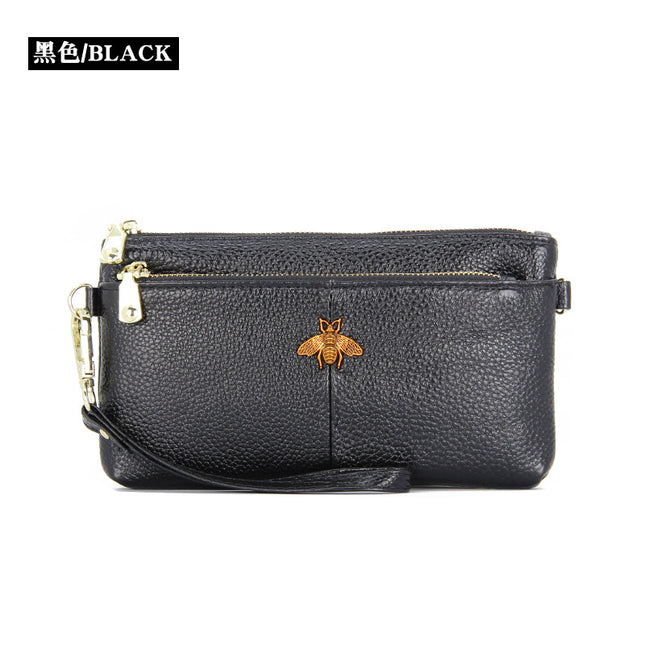 First Layer Cowhide Women's Clutch Bag European and American Retro Fashion Simple Long Wallet Long Leather Wrist Phone Bag