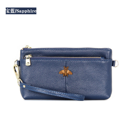 First Layer Cowhide Women's Clutch Bag European and American Retro Fashion Simple Long Wallet Long Leather Wrist Phone Bag