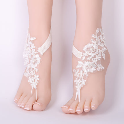 European and American National Wind even finger foot chain lace embroidered foot chain Bride wedding supplies manufacturers wholesale