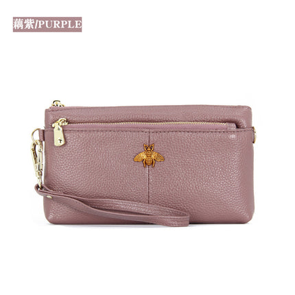 First Layer Cowhide Women's Clutch Bag European and American Retro Fashion Simple Long Wallet Long Leather Wrist Phone Bag