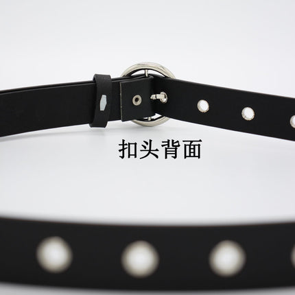 Punch-free Belt Korean-style European and American-style Punk Simple Rivet Buckle Korean-style Belt Hollow Air Eye Decoration Trendy Women's Belt