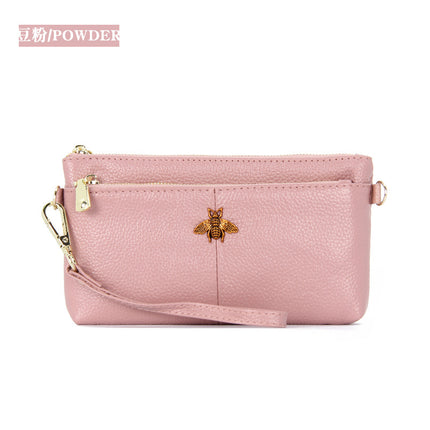 First Layer Cowhide Women's Clutch Bag European and American Retro Fashion Simple Long Wallet Long Leather Wrist Phone Bag