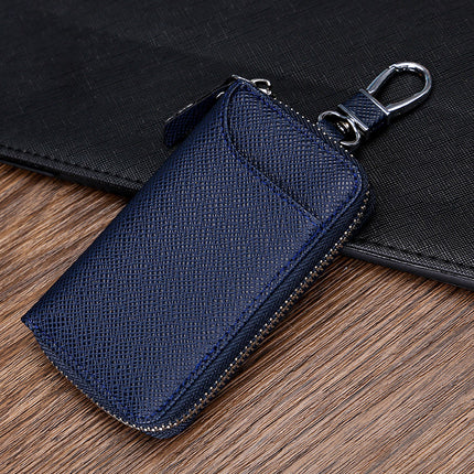 Cross Pattern Key Bag Multifunctional Men's and Women's Car Key Bag High Quality Wear-Resistant Pu Card Slot Home Door Car Key Bag