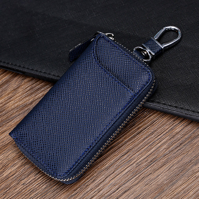 Cross Pattern Key Bag Multifunctional Men's and Women's Car Key Bag High Quality Wear-Resistant Pu Card Slot Home Door Car Key Bag