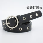 Silver rivet round buckle / 107
