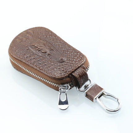 Crocodile pattern car key bag crocodile head car key bag head layer cowhide key bag protective cover unisex