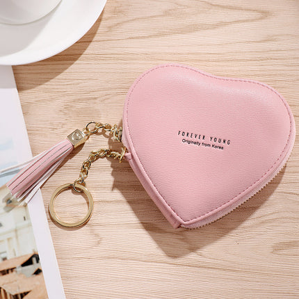 2023 New Korean Style Cute Small Coin Purse Heart Keychain Women's Wallet Coin Bag Mini Love Key
