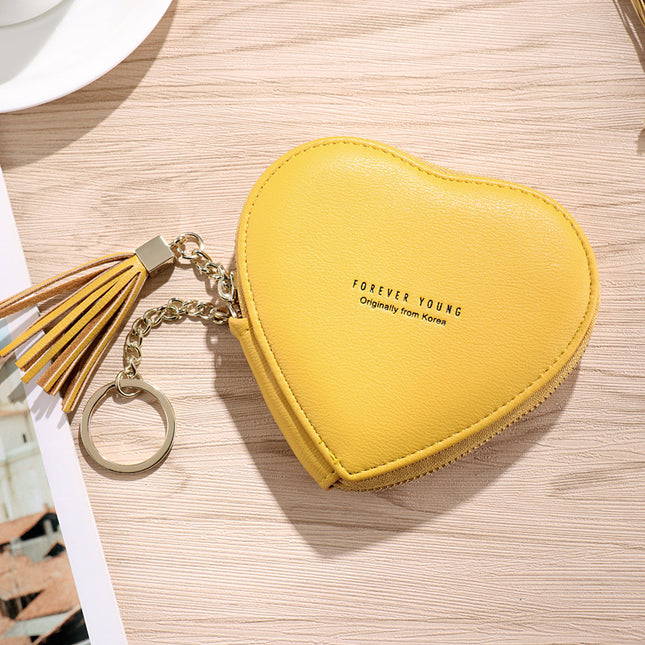 2023 New Korean Style Cute Small Coin Purse Heart Keychain Women's Wallet Coin Bag Mini Love Key