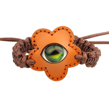 Ethnic Wax Rope Woven Bracelet Luminous Stone Devil's Eye Leather Bracelet Eye Retro Small Jewelry Wholesale