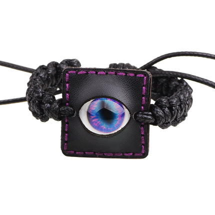 Ethnic Wax Rope Woven Bracelet Luminous Stone Devil's Eye Leather Bracelet Eye Retro Small Jewelry Wholesale