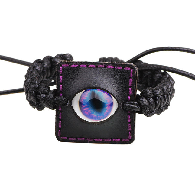 Ethnic Wax Rope Woven Bracelet Luminous Stone Devil's Eye Leather Bracelet Eye Retro Small Jewelry Wholesale
