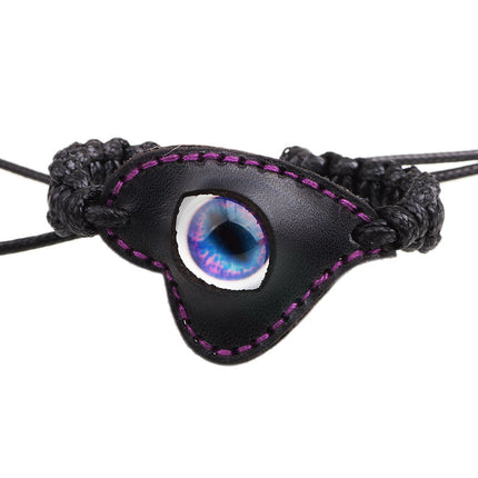 Ethnic Wax Rope Woven Bracelet Luminous Stone Devil's Eye Leather Bracelet Eye Retro Small Jewelry Wholesale