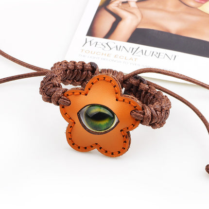 Ethnic Wax Rope Woven Bracelet Luminous Stone Devil's Eye Leather Bracelet Eye Retro Small Jewelry Wholesale