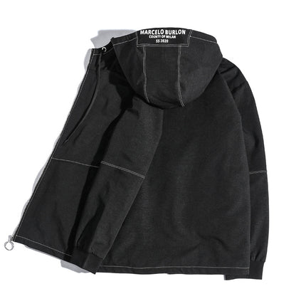 [Clear Stock/Special Offer] 1803603 | Plus Size Men's Fat Autumn and Winter Solid Color Versatile Hooded Velvet Jacket