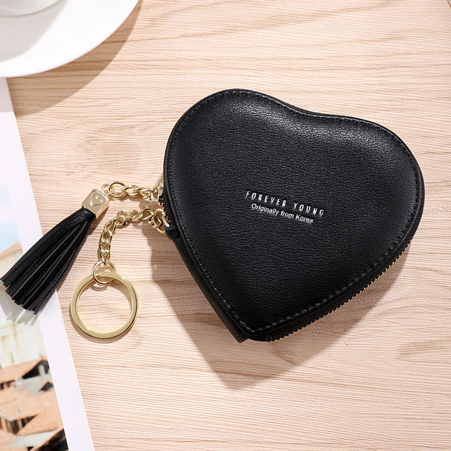 2023 New Korean Style Cute Small Coin Purse Heart Keychain Women's Wallet Coin Bag Mini Love Key