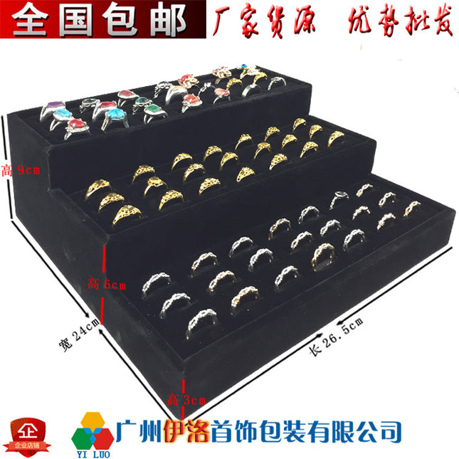 Yuanyiro Velvet Jewelry Three-Layer Ring Display Stand Earrings Jewelry Display Storage Silver Jewelry Thin Bracelet Tray
