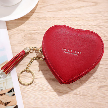 2023 New Korean Style Cute Small Coin Purse Heart Keychain Women's Wallet Coin Bag Mini Love Key