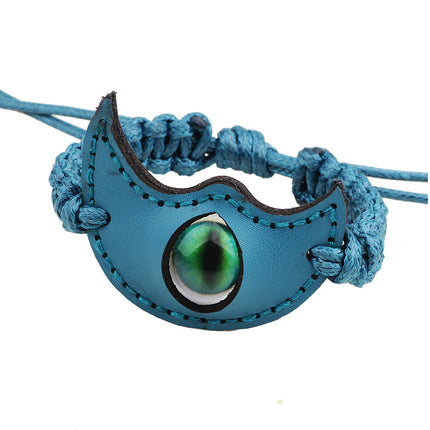 Ethnic Wax Rope Woven Bracelet Luminous Stone Devil's Eye Leather Bracelet Eye Retro Small Jewelry Wholesale