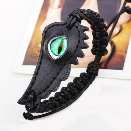 Ethnic Wax Rope Woven Bracelet Luminous Stone Devil's Eye Leather Bracelet Eye Retro Small Jewelry Wholesale