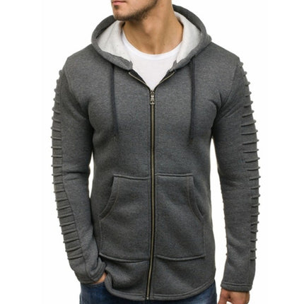 2018, Amazon AliExpress EBAY foreign trade explosions men's pullover sweater striped pleated long sleeve hoodie