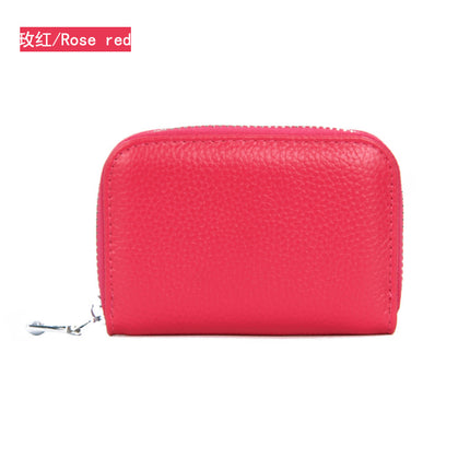 Foreign Trade Top Layer Cowhide Organ Genuine Leather Card Bag Multi-Card Bits Large Capacity RFID Anti-degaussing Men's Certificate Card Cover Women