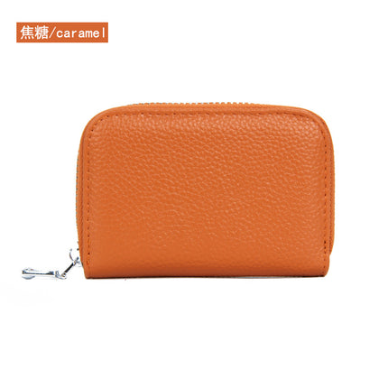 Foreign Trade Top Layer Cowhide Organ Genuine Leather Card Bag Multi-Card Bits Large Capacity RFID Anti-degaussing Men's Certificate Card Cover Women