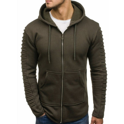 2018, Amazon AliExpress EBAY foreign trade explosions men's pullover sweater striped pleated long sleeve hoodie