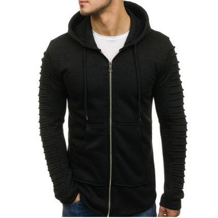 2018, Amazon AliExpress EBAY foreign trade explosions men's pullover sweater striped pleated long sleeve hoodie