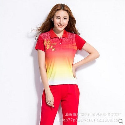 Chinese Dream Team Sportswear Men's and Women's Summer Short-sleeved Half-sleeved School Games Jiamusi Square Dance Hiking Team Suit