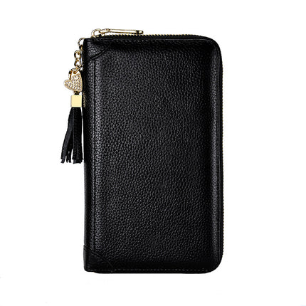 Foreign Trade Card Bag Women's Multi-Card Cowhide Anti-Theft Brush RFID Leather Anti-Degaussing Card Clip Zipper Credit Driver's License